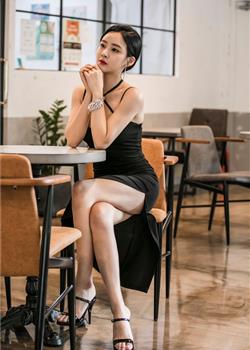 韩国美女吊带开叉长裙美腿高跟名媛气质性感写真
